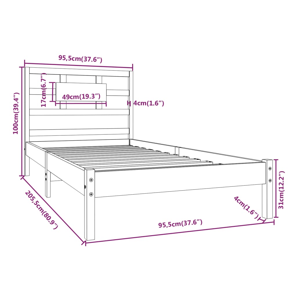 Giroletto in Legno Massello 90x200 cm cod mxl 64999