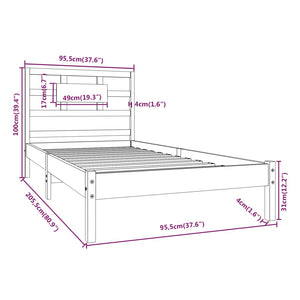 Giroletto Grigio in Legno Massello 90x200 cm 3105652