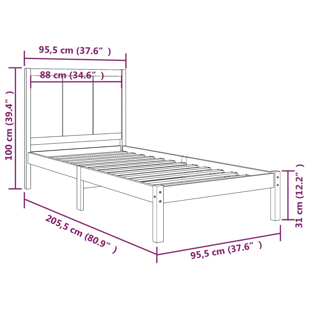 Giroletto in Legno Massello di Pino 90x200 cm cod mxl 64993