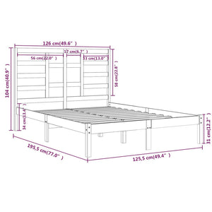 Giroletto Nero in Legno Massello 120x190 cm 4FT Small Double 3105769