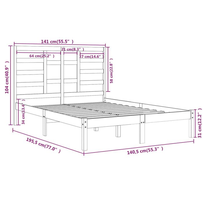 Giroletto in Legno Massello 135x190 cm 4FT6 Double 3105770