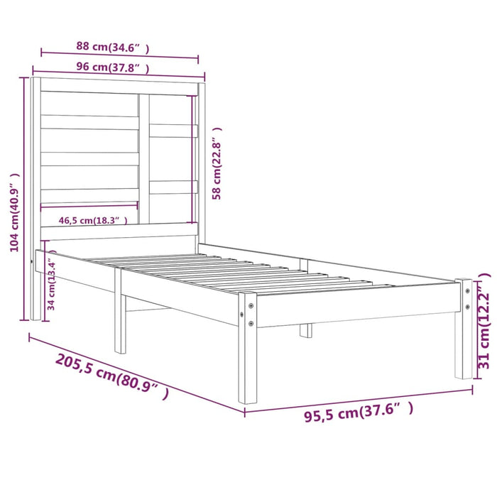 Giroletto Grigio in Legno Massello 90x200 cm cod mxl 30898