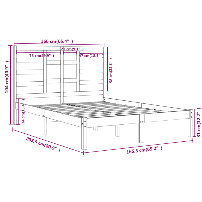 Giroletto Grigio in Legno Massello 160x200 cm 3105807