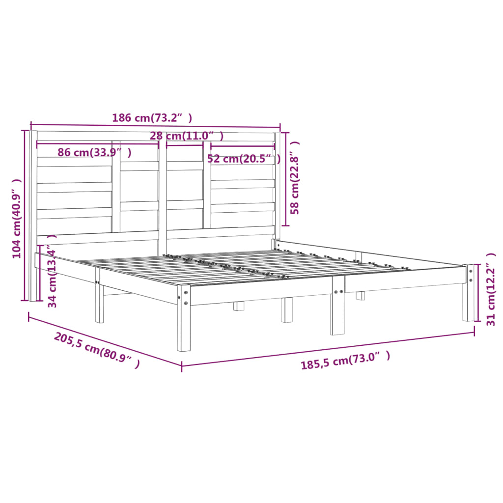 Giroletto Bianco in Legno Massello 180x200 cm 6FT Super King 3105811