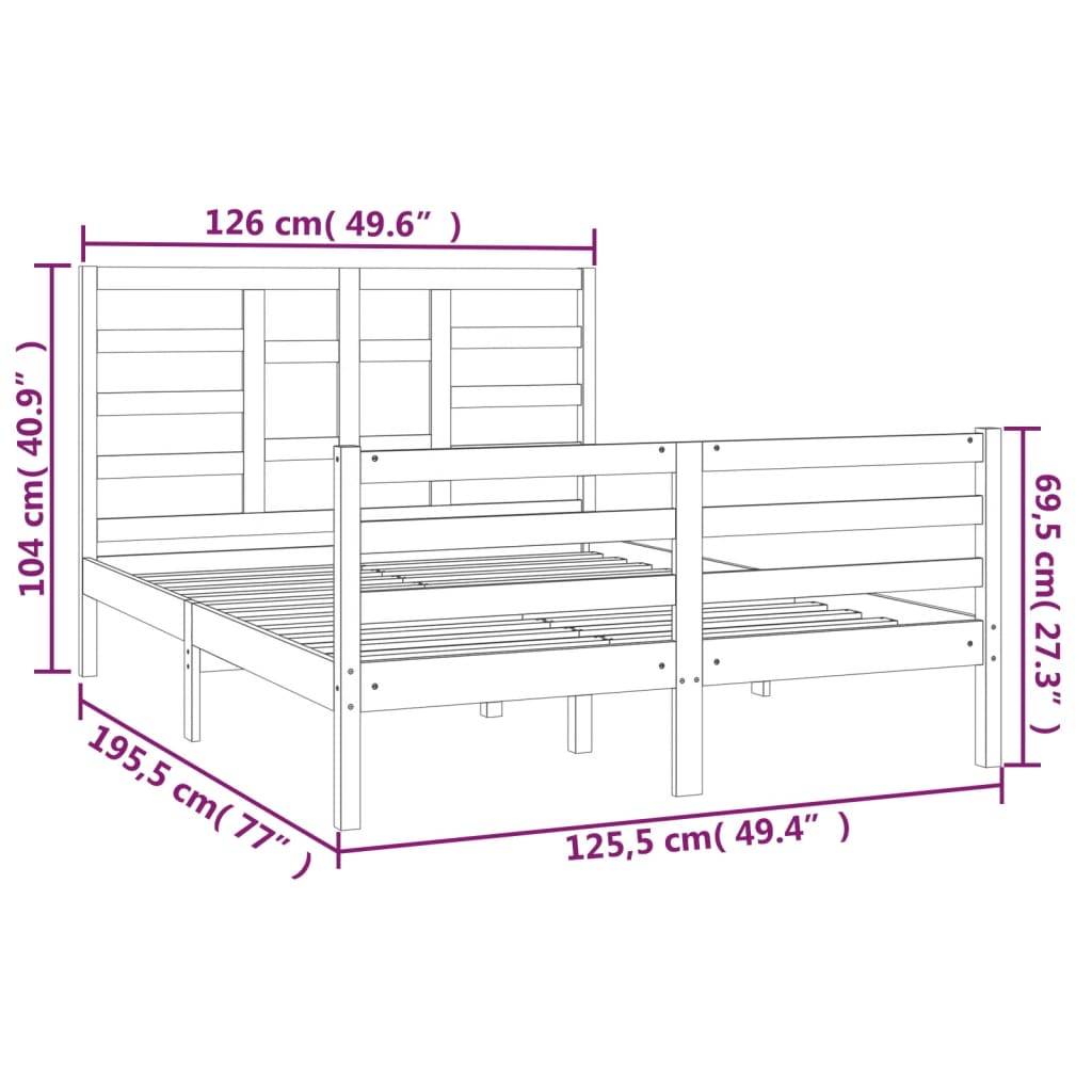 Giroletto Bianco in Legno Massello 120x190 cm Small Double 3105831