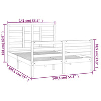 Giroletto Grigio in Legno Massello 135x190 cm 4FT6 Double 3105837