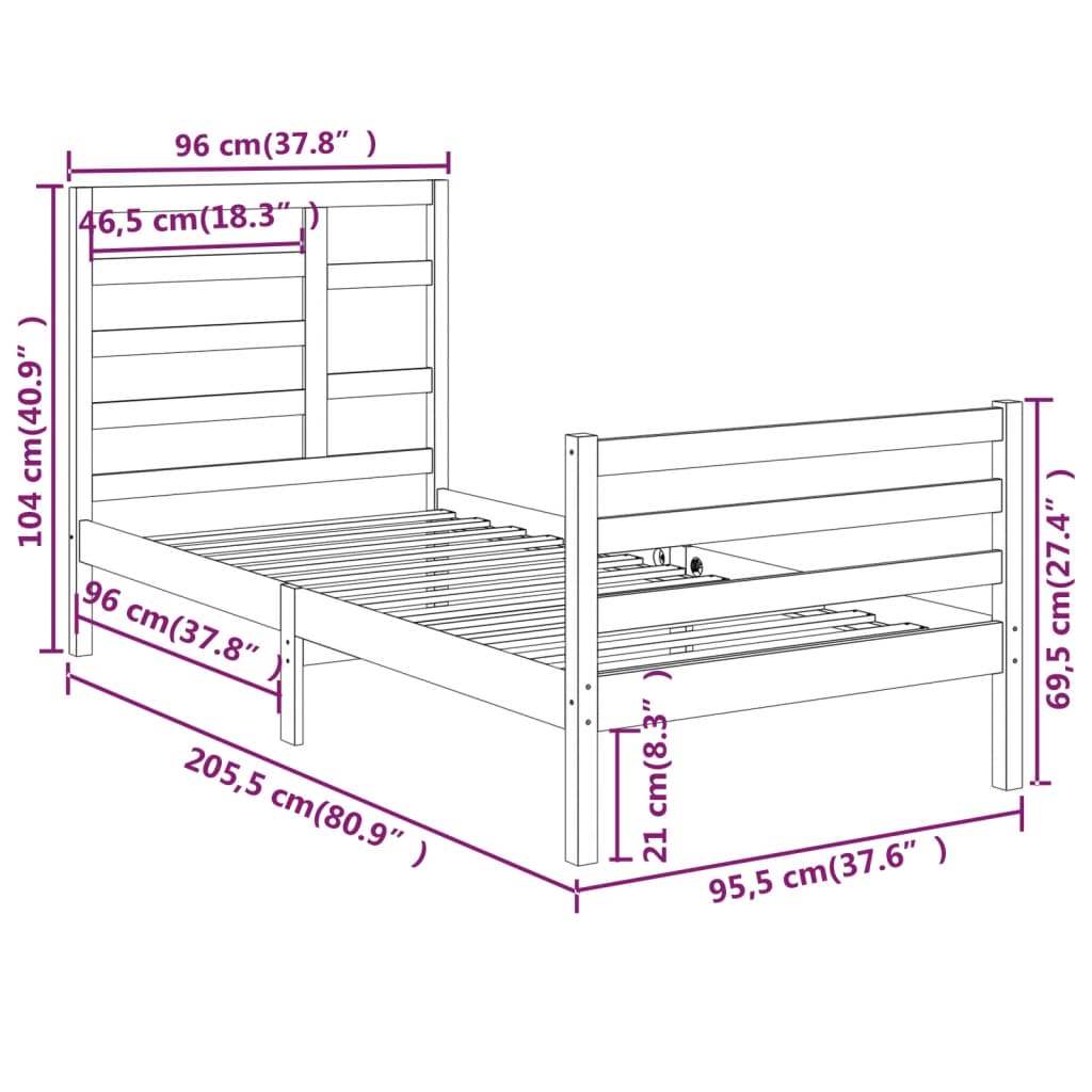 Giroletto in Legno Massello 90x200 cm 3105845