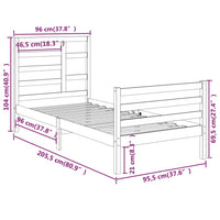 Giroletto Grigio in Legno Massello 90x200 cm 3105847