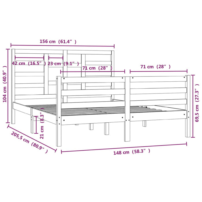 Giroletto Bianco in Legno Massello 150x200 cm 5FT King Size 3105866