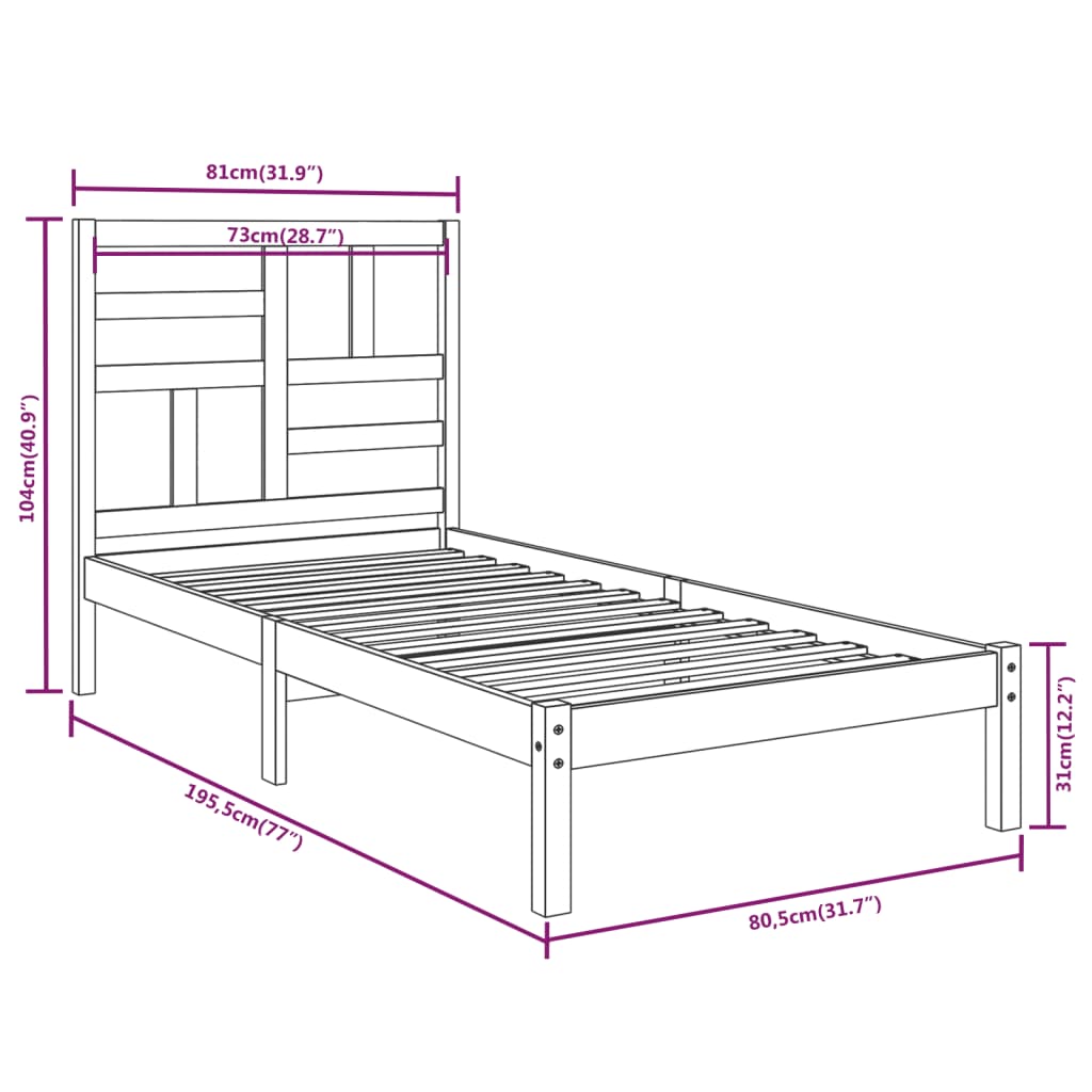 Giroletto in Legno Massello 75x190 cm Small Single 3105910