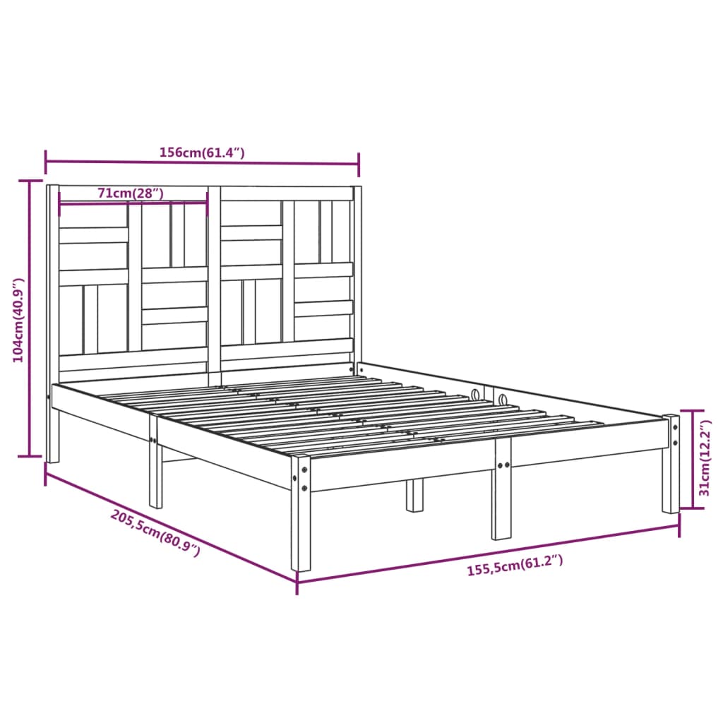 Giroletto Bianco in Legno Massello 150x200 cm King Size 3105956