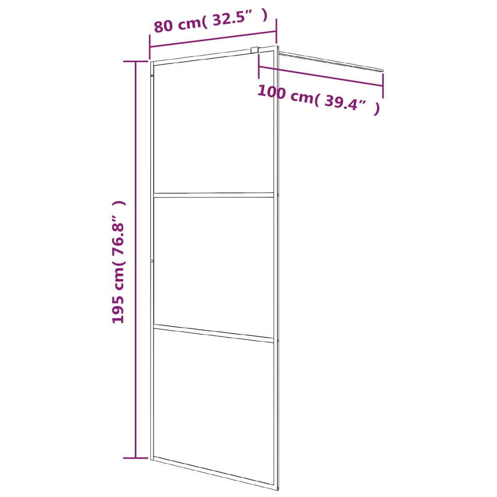 Parete Doccia Walk in 80x195 cm Vetro Semi Smerigliato ESG 152105