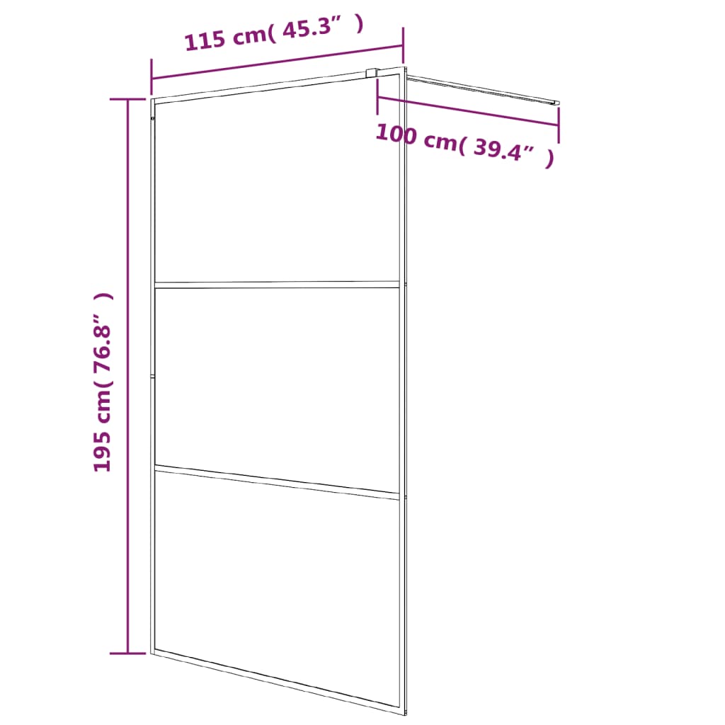 Parete Doccia Walk in 115x195 cm Vetro Semi Smerigliato ESG