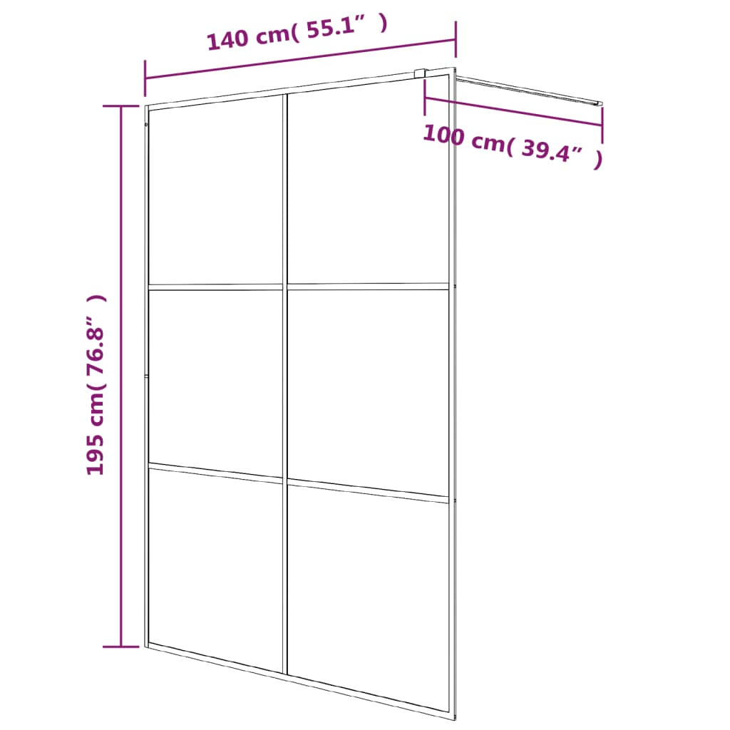 Parete Doccia Walk in 140x195 cm Vetro Semi Smerigliato ESG