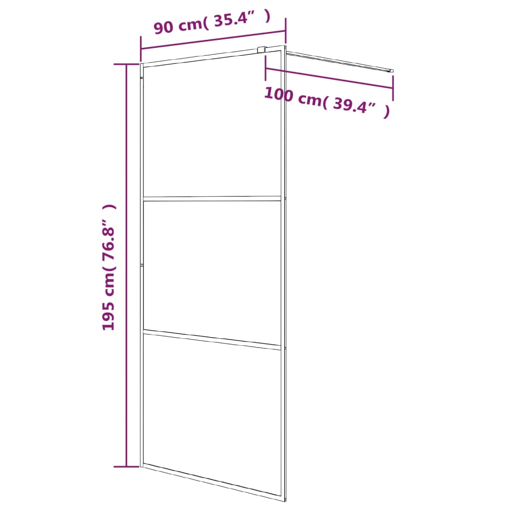 Parete Doccia Walk in 90x195 cm Vetro Smerigliato ESG