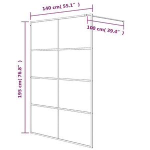 Parete Doccia Walk in Nera 140x195cm Vetro Semi Smerigliato ESG cod mxl 40621