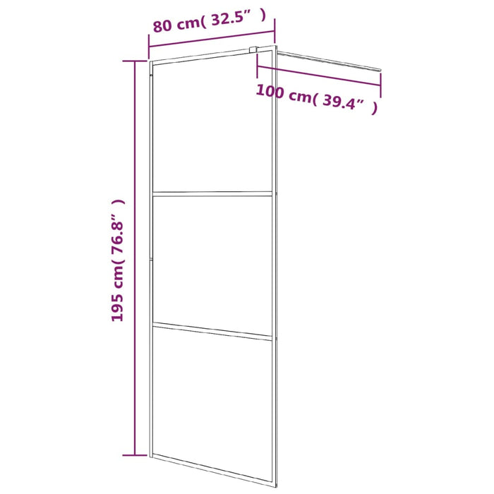 Parete Doccia Walk in Nera 80x195 cm in Vetro Trasparente ESG