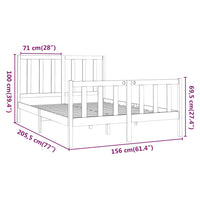 Giroletto Grigio Legno Massello di Pino 150x200cm 5FT King Size 3106710