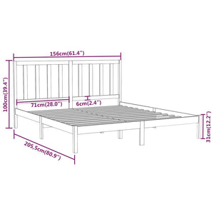 Giroletto Nero in Legno Massello 150x200 cm 5FT King Size 3106777