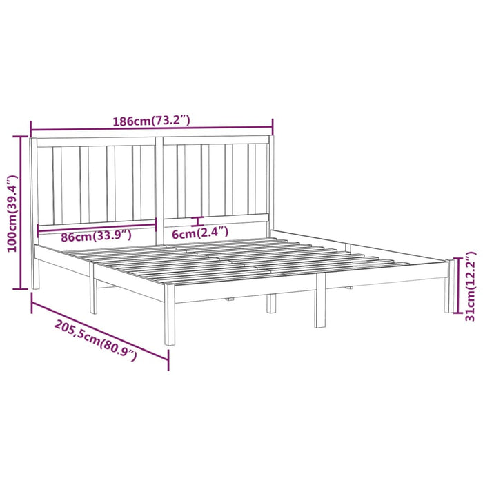 Giroletto Bianco in Legno Massello 180x200 cm 6FT Super King 3106784