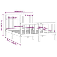 Giroletto Nero in Legno Massello 140x200 cm 3106837