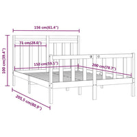 Giroletto Bianco in Legno Massello Pino 150x200cm 5FT King Size