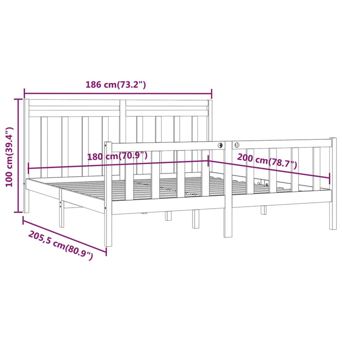 Giroletto in Legno Massello di Pino 180x200 cm 6FT Super King 3107043