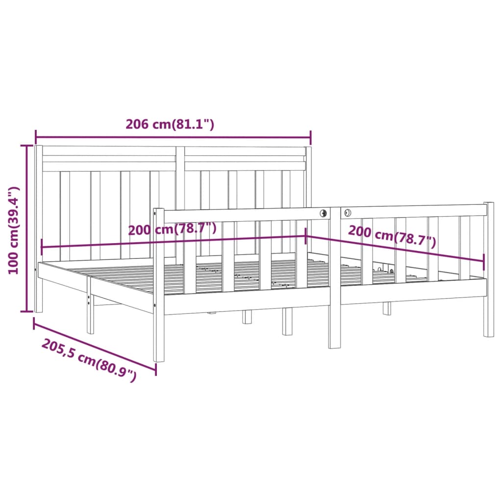 Giroletto Grigio in Legno Massello di Pino 200x200 cm 3107050