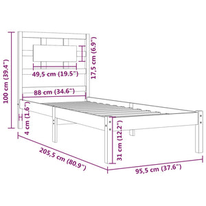 Giroletto Bianco in Legno Massello di Pino 90x200 cm