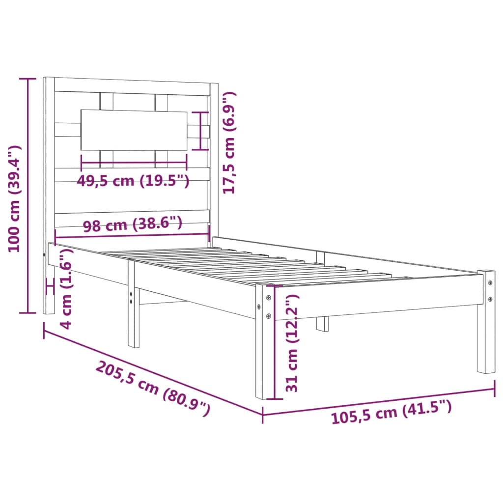 Giroletto Bianco in Legno Massello di Pino 100x200 cm cod mxl 60727