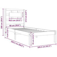 Giroletto Nero in Legno Massello di Pino 100x200 cm 3107347