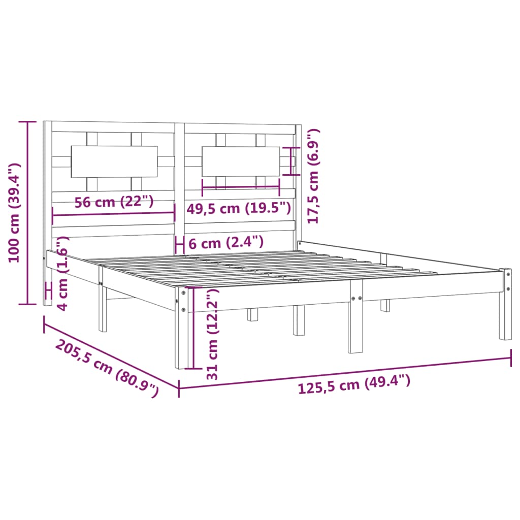 Giroletto Nero in Legno Massello di Pino 120x200 cm cod mxl 54532