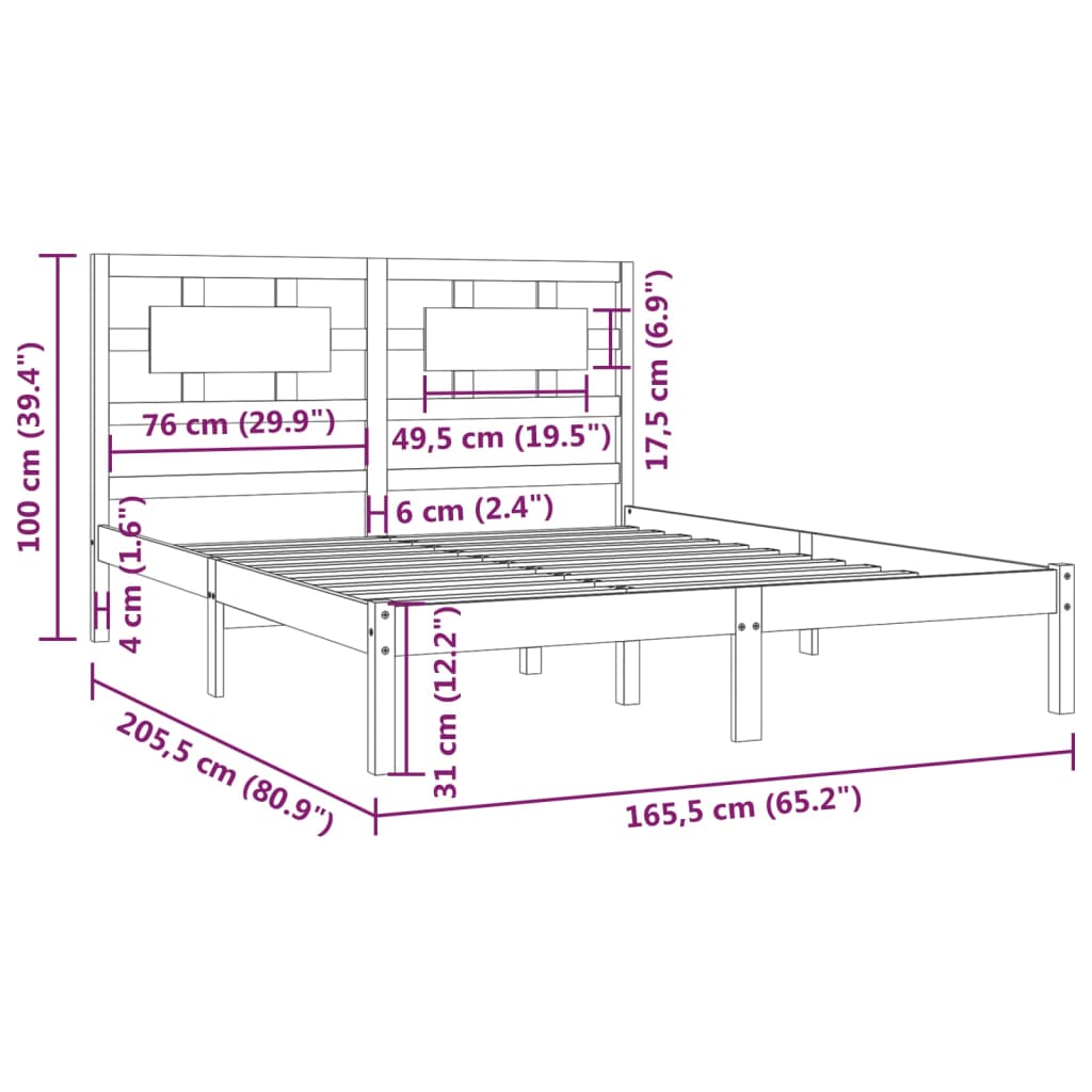 Giroletto in Legno Massello di Pino 160x200 cm 3107363