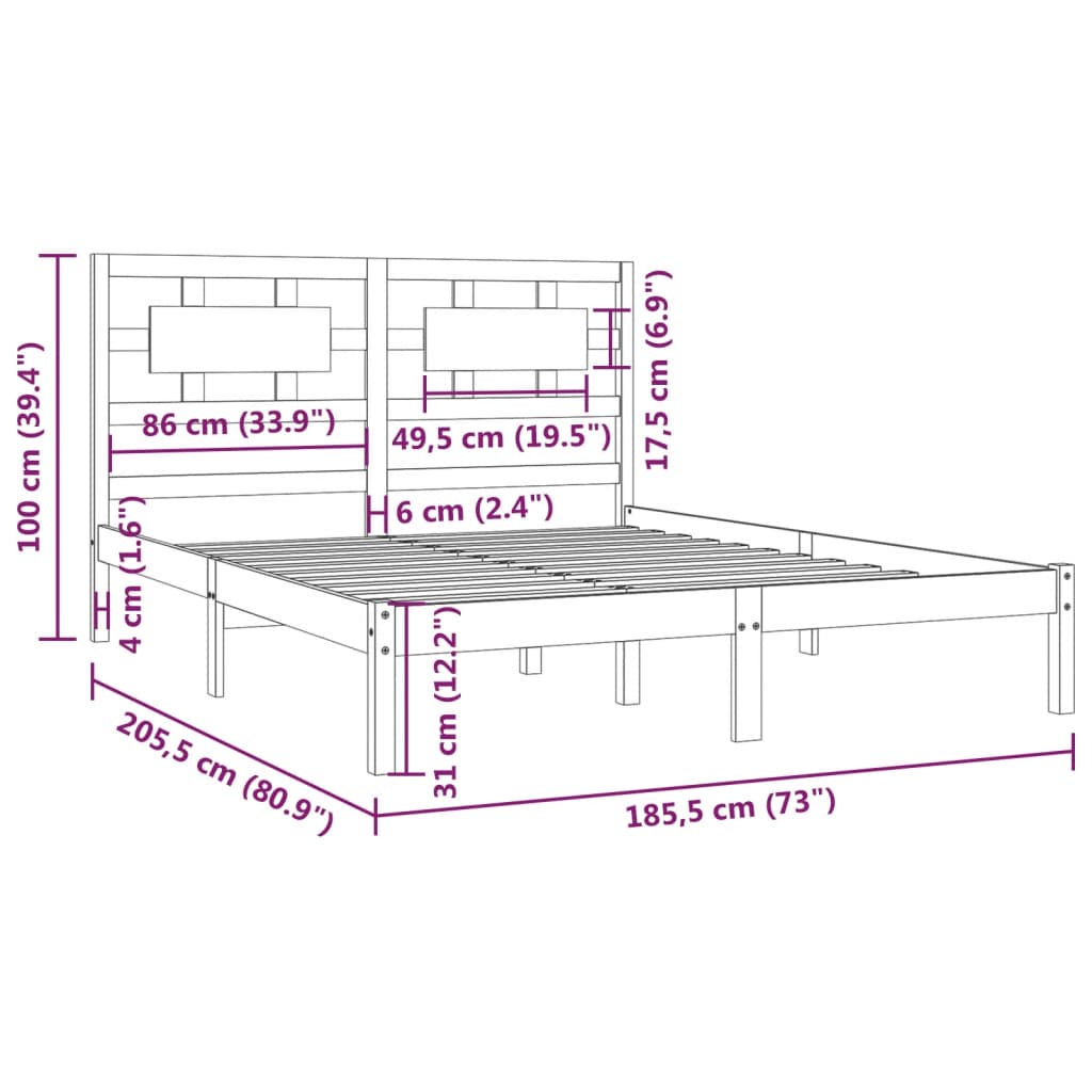 Giroletto Bianco Legno Massello Pino 180x200 cm 6FT Super King cod mxl 56312