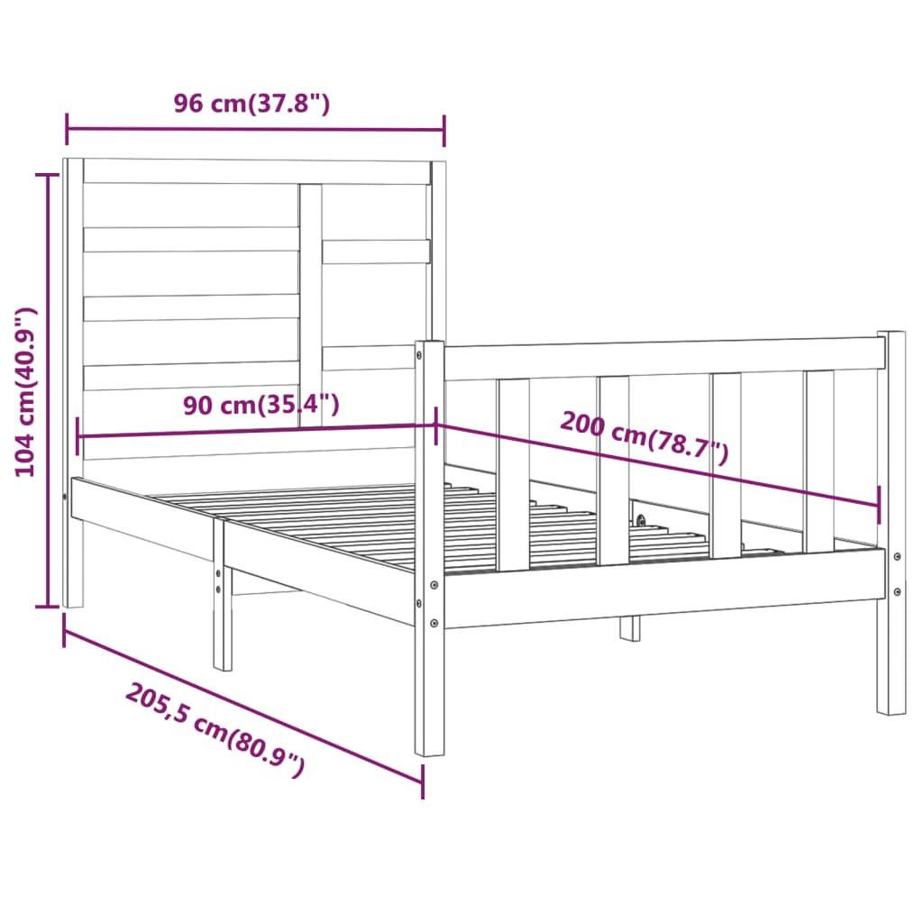 Giroletto in Legno Massello di Pino 90x200 cm 3107598