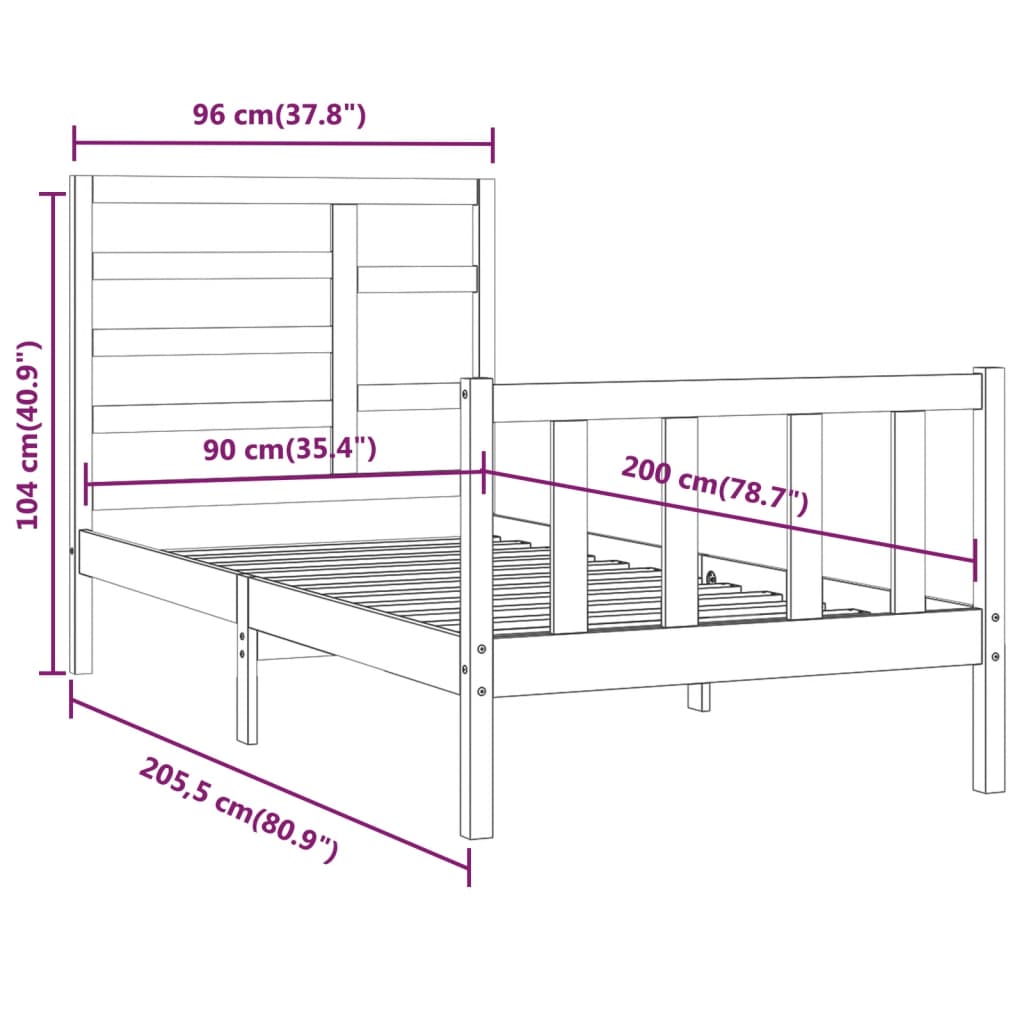 Giroletto Bianco in Legno Massello di Pino 90x200 cm cod mxl 59194