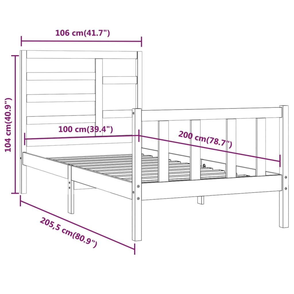 Giroletto in Legno Massello di Pino 100x200 cm 3107603