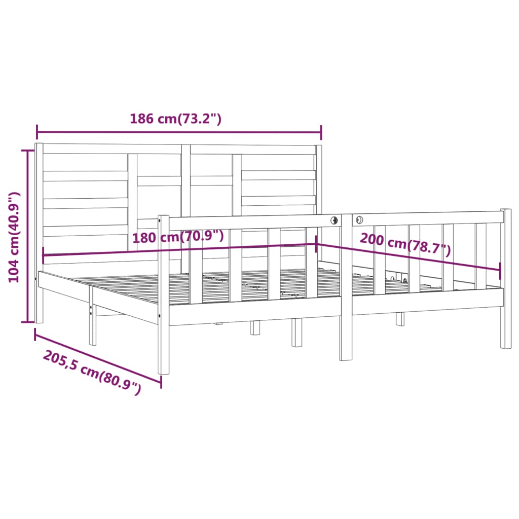 Giroletto in Legno Massello 180x200 cm 6FT Super King 3107628