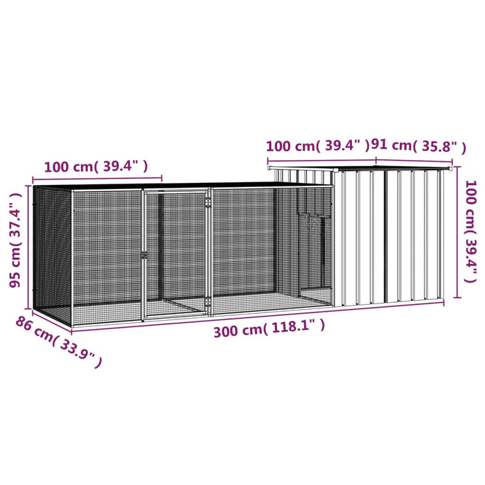 Gabbia per Polli Antracite 300x91x100 cm Acciaio Zincato cod mxl 41450