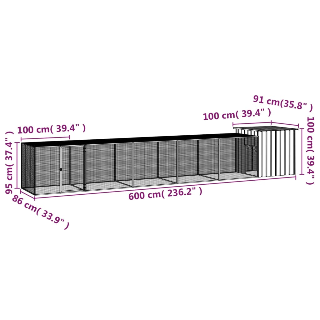 Gabbia per Polli Grigia 600x91x100 cm Acciaio Zincato cod mxl 52860