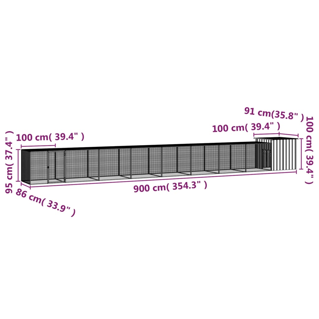 Gabbia per Polli Grigia 900x91x100 cm Acciaio Zincato cod mxl 52960