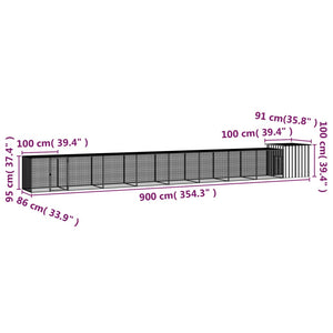 Gabbia per Polli Grigia 900x91x100 cm Acciaio Zincato 3106466