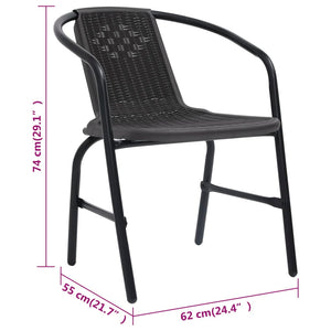 Sedie da Giardino 8 pz in Plastica Rattan e Acciaio 110 kg