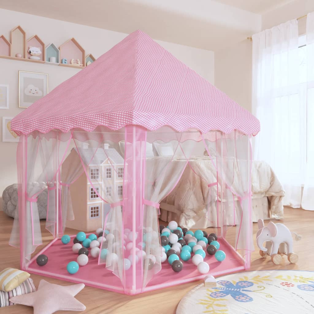 Tenda da Gioco Principessa con 250 Palline 133x140 cm Rosa 3107713