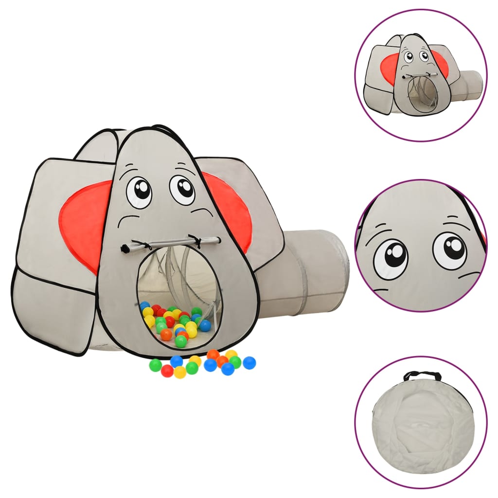 Tenda Gioco Bambini Elefante Grigio 250 Palline 174x86x101 cm