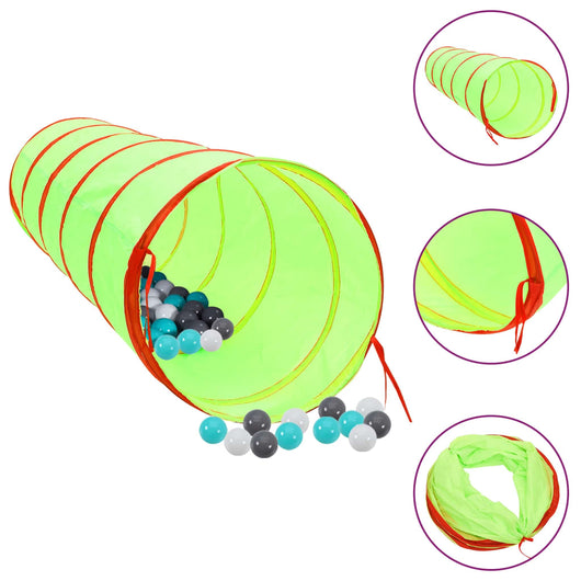 Tunnel da Gioco per Bambini 250 Palline Verde 175 cm Poliestere cod mxl 76524