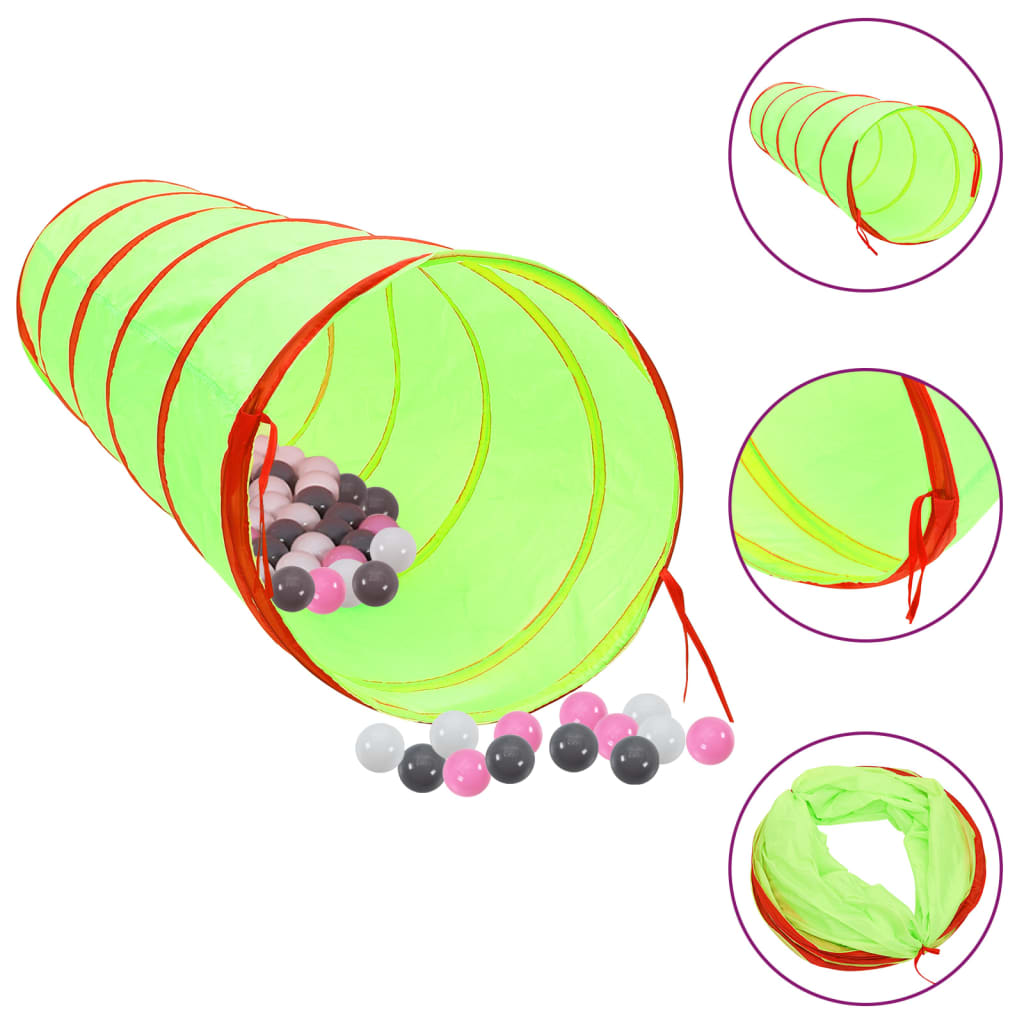 Tunnel da Gioco per Bambini 250 Palline Verde 175 cm Poliestere cod mxl 72632