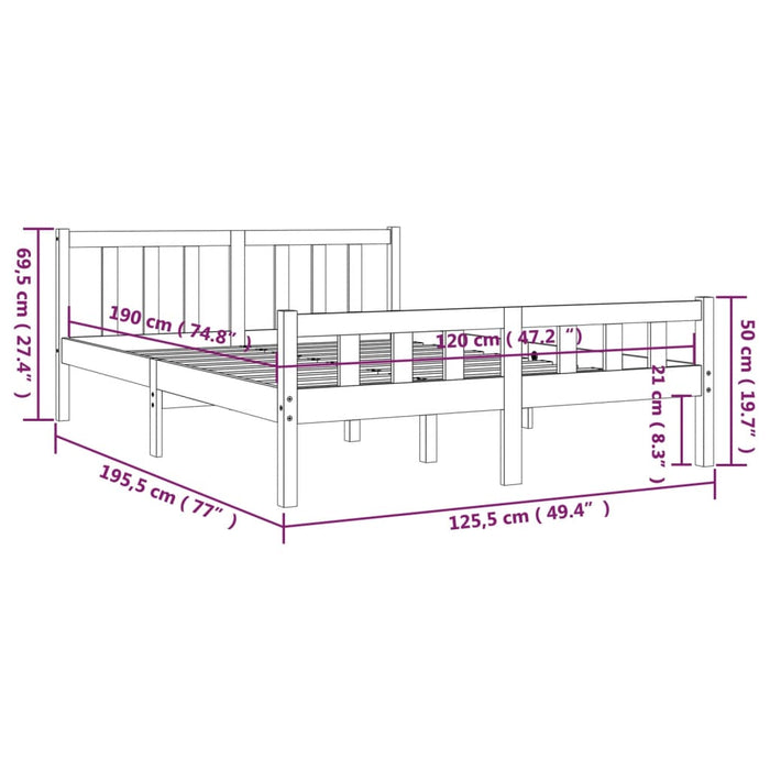 Giroletto in Legno Massello 120x190 cm 4FT Small Double 810649