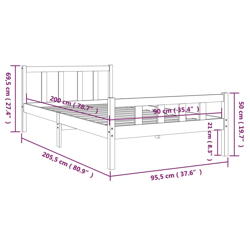 Giroletto Miele in Legno Massello 90x200 cm 810667