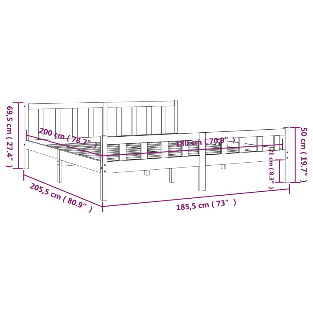 Giroletto in Legno Massello 180x200 cm 6FT Super King cod mxl 58466